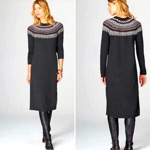 J Jill Fair Isle Nordic Sweater Midi Dress